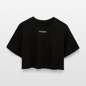 PIRANHA - Frauen Oversized Cropped T-Shirt "Black is Beauty" - Schwarz