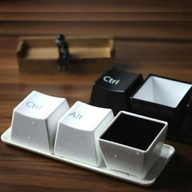 Kreative Tastatur Schüssel Set I Modern I Cups I Black I ctrl I del I alt I 3x I Tasse I Geschenke